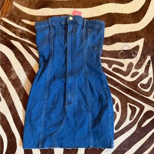 Edikted Blue Denim Tube Dress